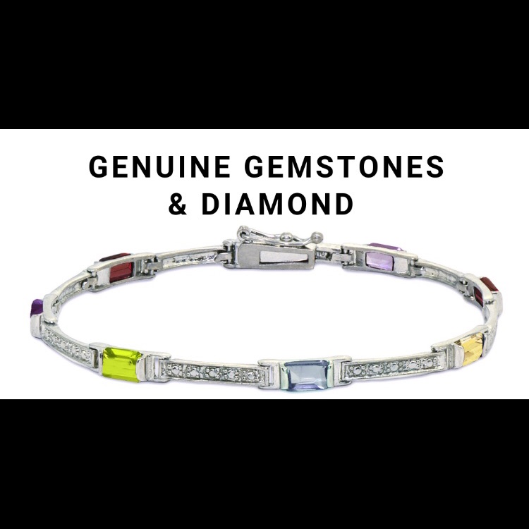 Genuine Gemstones And Diamond Accent Bracelet